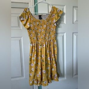 Yellow short floral dress